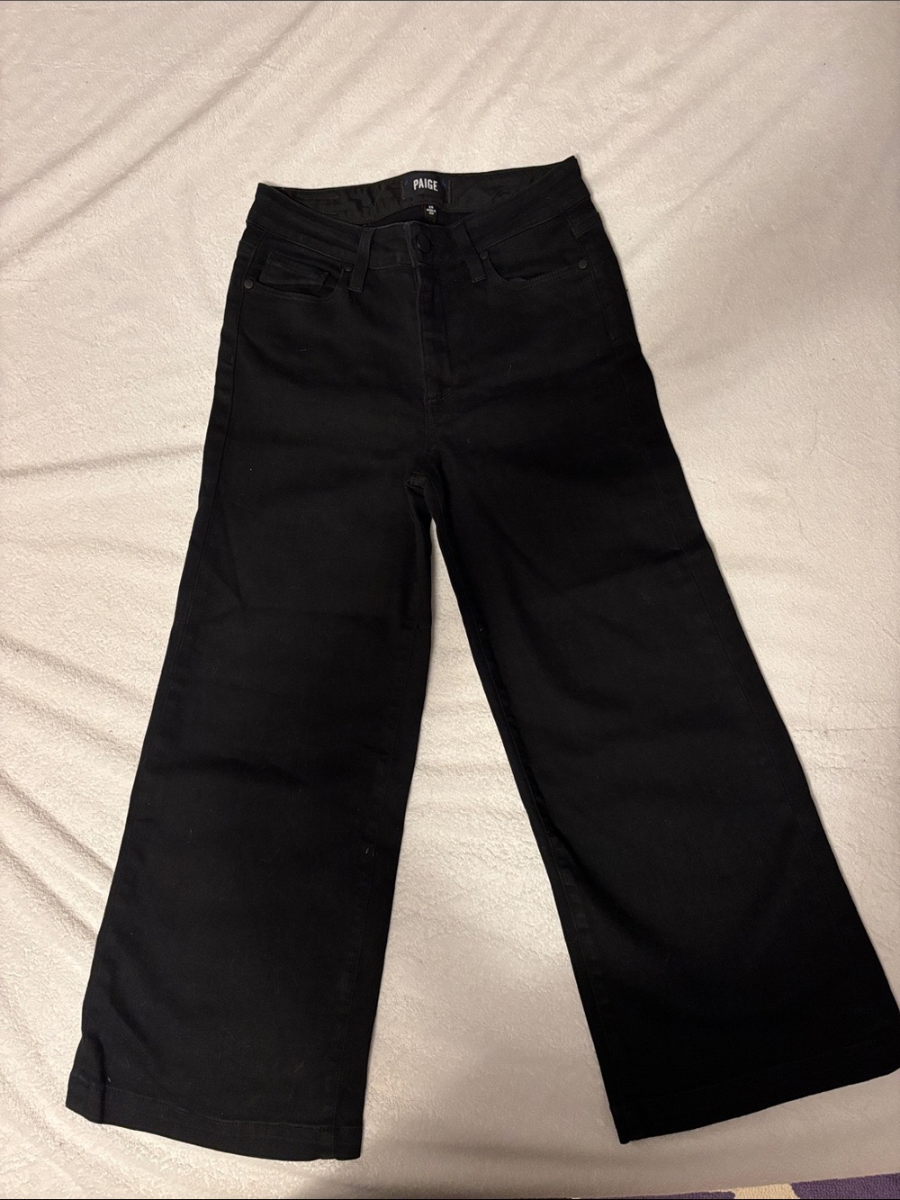 PAIGE Black High-Rise Wide Leg Jeans